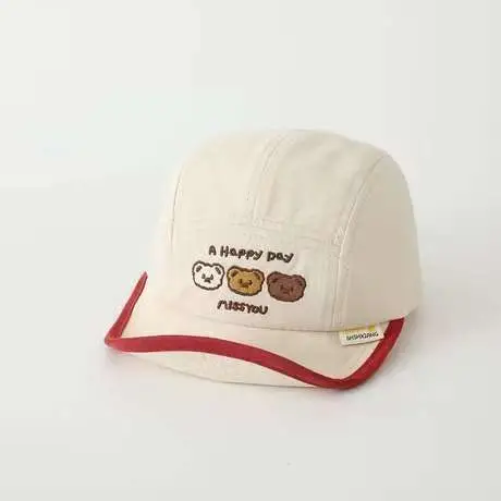 Korean Style Embroidered Hat for Boys Girls Beige - Image 6