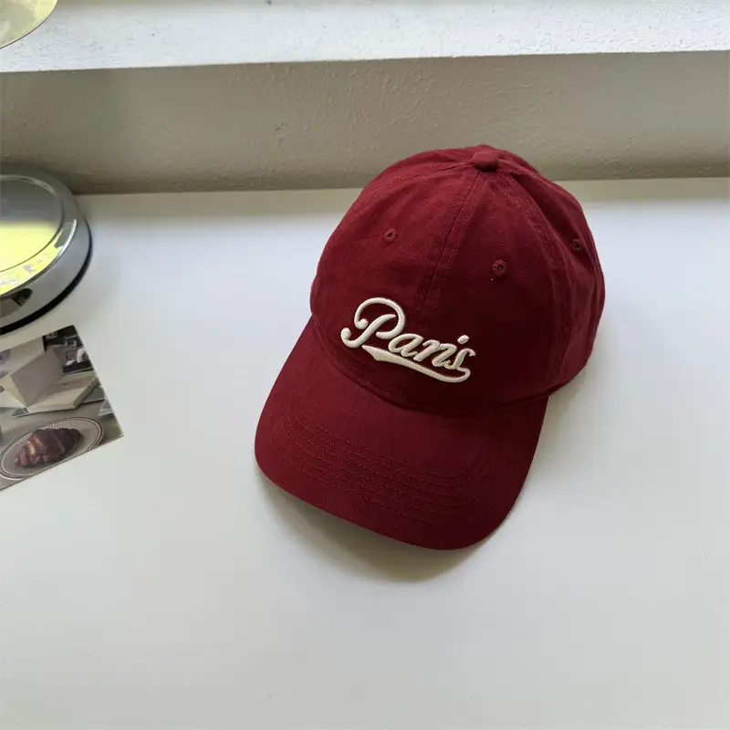 Black Embroidered Paris Cap for Men Women Large - Image 7