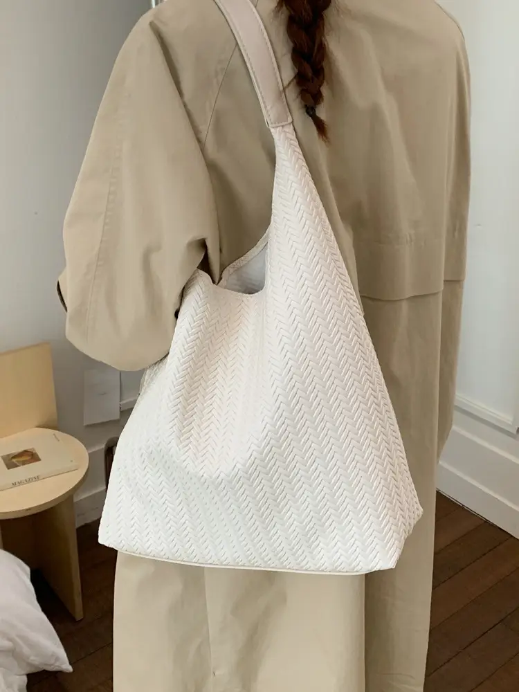 Brown Textured Tote Bag for Women Daily Commute - Image 7