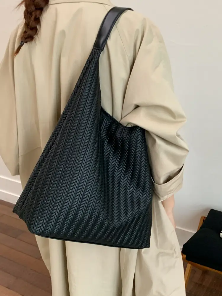 Brown Textured Tote Bag for Women Daily Commute - Image 8