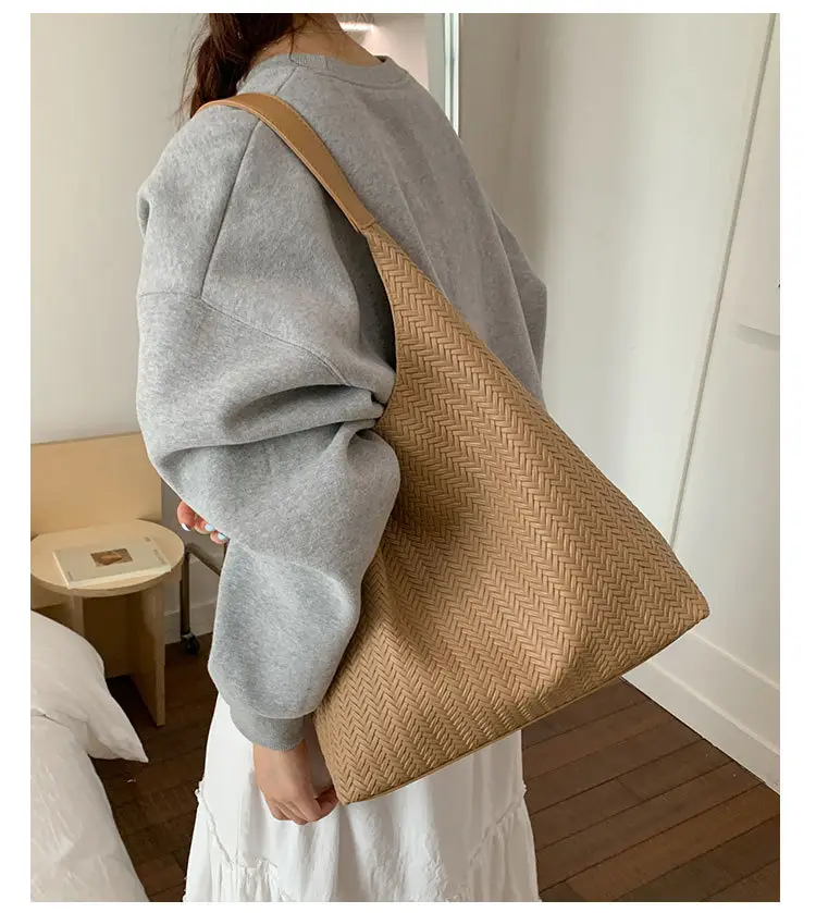 Brown Textured Tote Bag for Women Daily Commute — feature 19