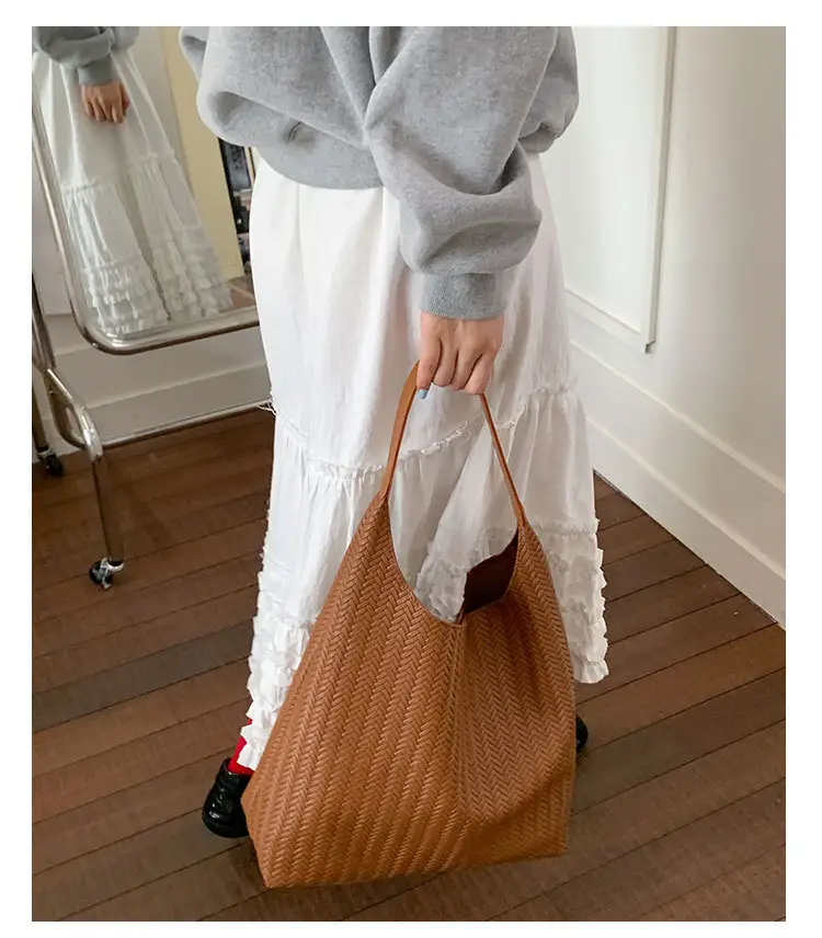 Brown Textured Tote Bag for Women Daily Commute — feature 20
