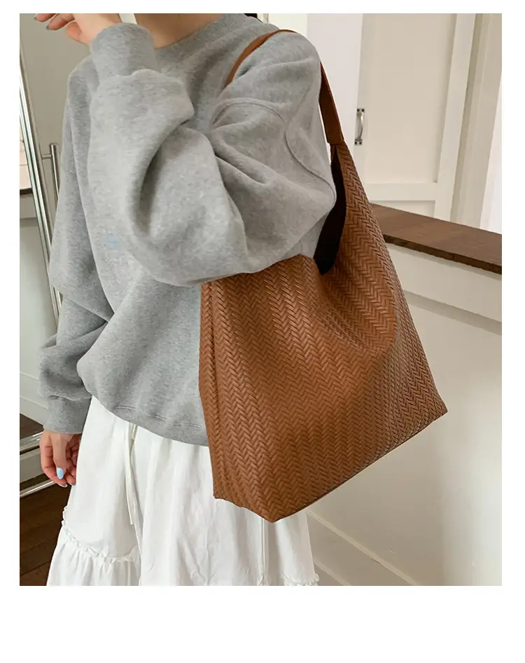 Brown Textured Tote Bag for Women Daily Commute — feature 21
