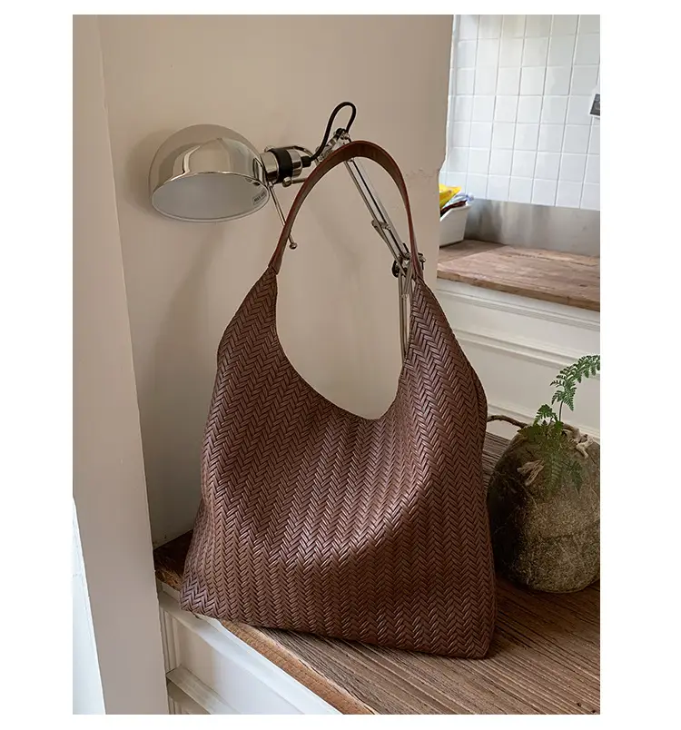 Brown Textured Tote Bag for Women Daily Commute — feature 23