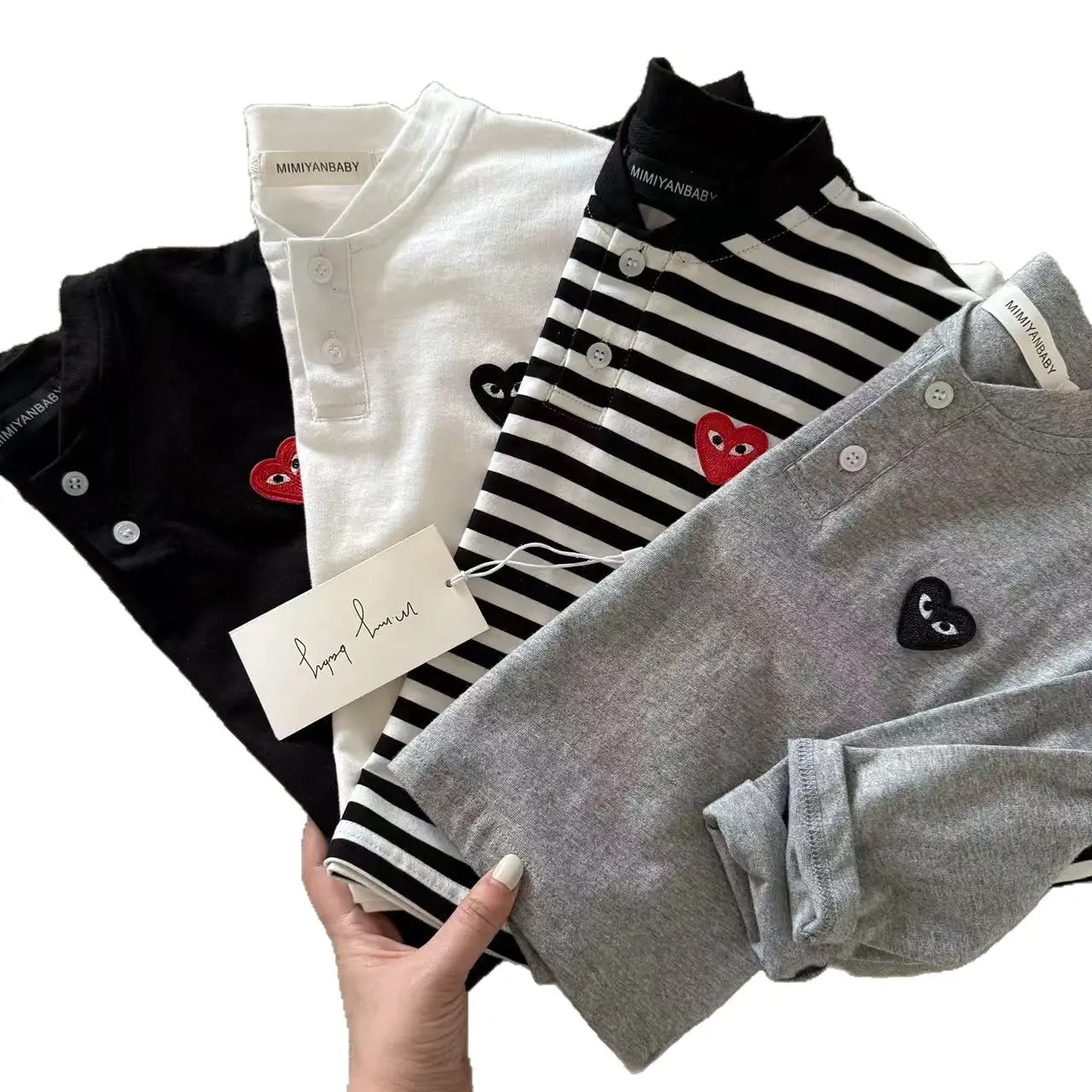 Children's Long Sleeve T-Shirts Set with Heart Design - Image 9