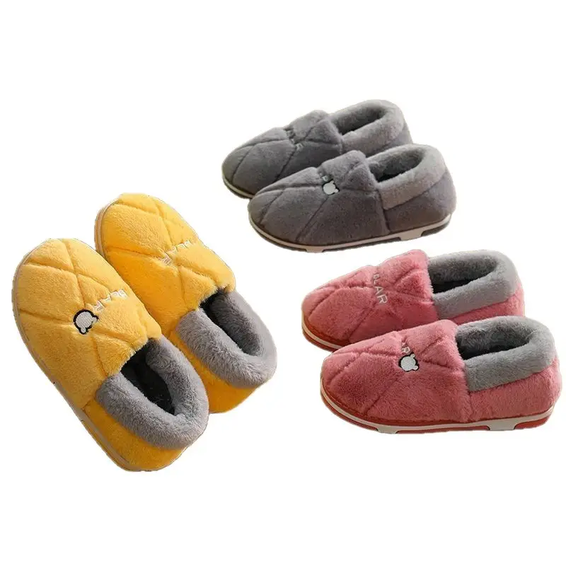 Men's Cotton Slippers for Autumn and Winter, Indoor Home Thick-Soled Warm Non-Slip Plush Cotton Shoes for Women in Winter
