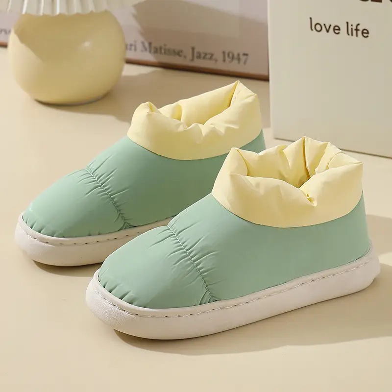 Men's Cotton Slippers for Autumn and Winter, Indoor Home Thick-Soled Warm Non-Slip Plush Cotton Shoes for Women in Winter