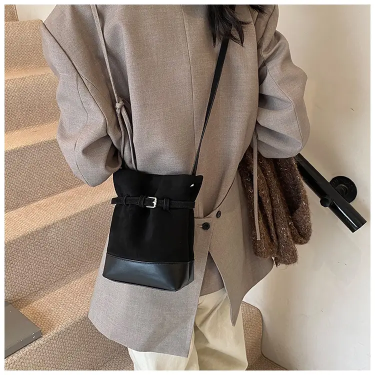 Retro Frosted Bucket Bag for Women Brown — feature 18