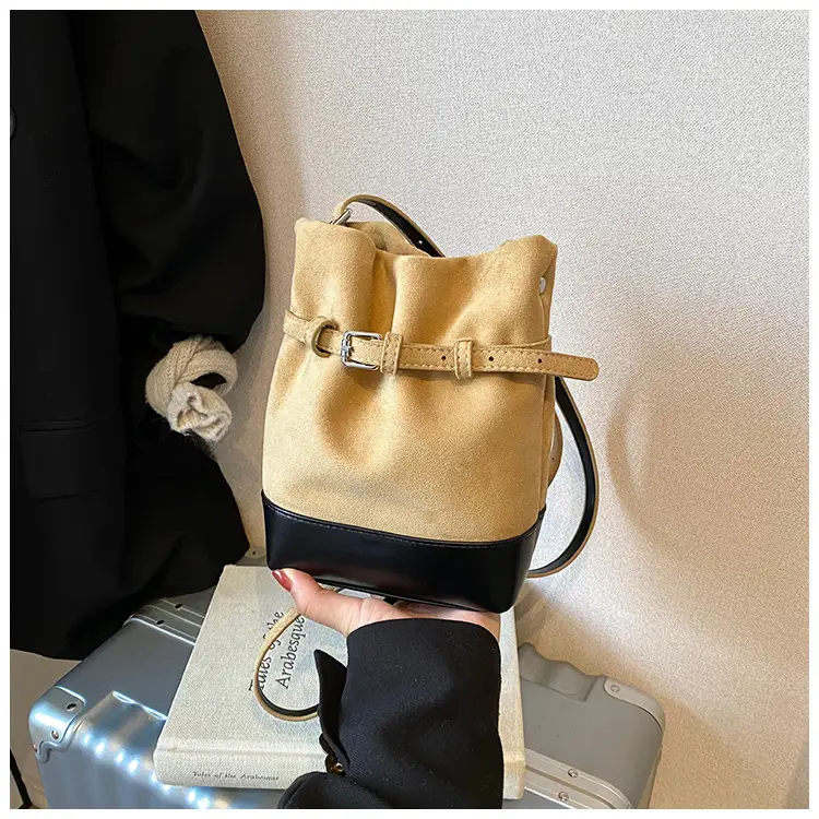 Retro Frosted Bucket Bag for Women Brown — feature 24
