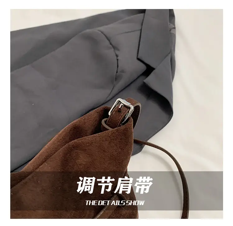 Retro Frosted Bucket Bag for Women Brown — feature 6