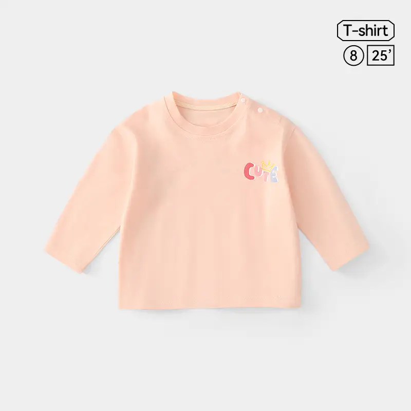 Jingqi Kids T-Shirt Long Sleeve Peach Spring Fall - Image 3