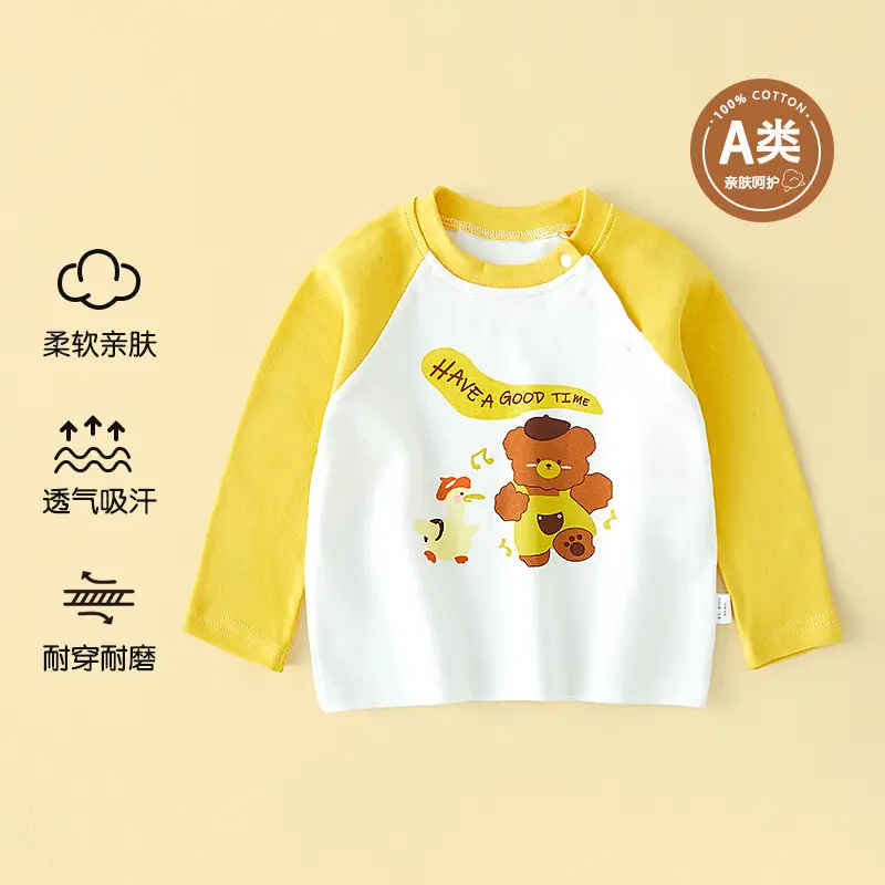 Jingqi Baby Long Sleeve T-Shirt White Black Kids Boys Cotton Spring Fall - Image 2