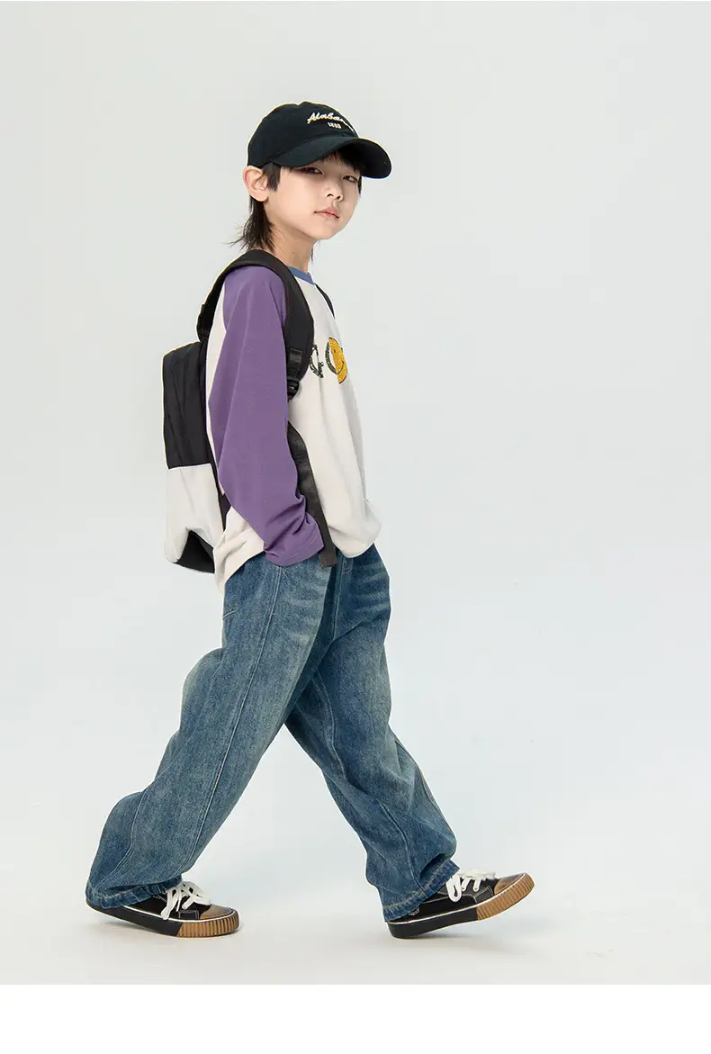 Children's 2025 Raglan Sleeve T-Shirt White Purple Green — feature 12