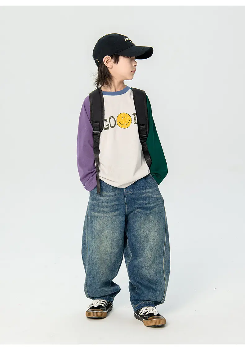 Children's 2025 Raglan Sleeve T-Shirt White Purple Green — feature 13