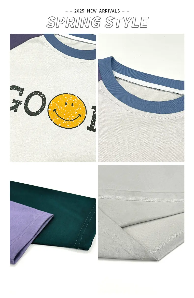Children's 2025 Raglan Sleeve T-Shirt White Purple Green — feature 2