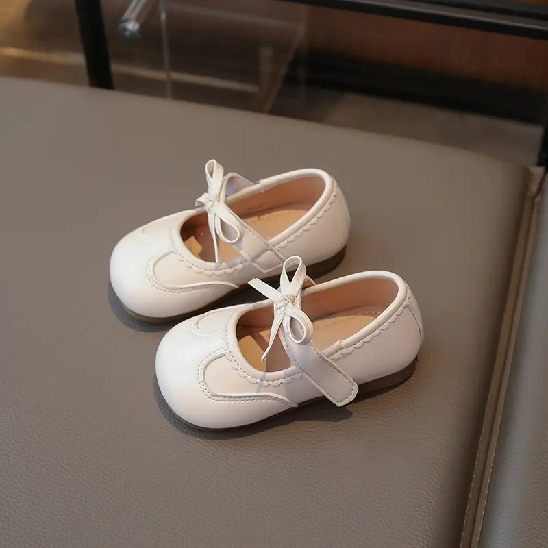 Silver Bow Baby Shoes for Girls Spring Autumn