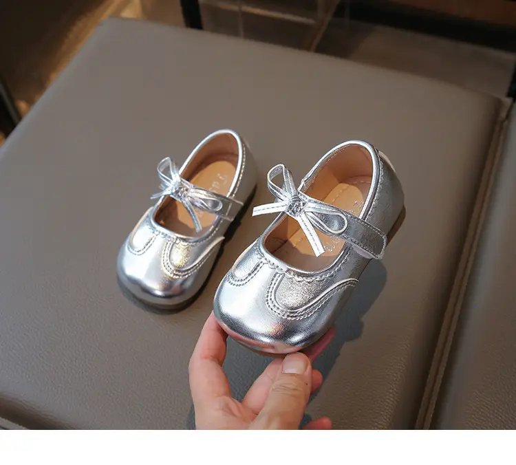 Silver Bow Baby Shoes for Girls Spring Autumn — feature 12