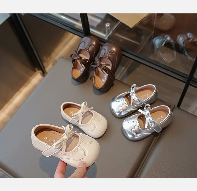 Silver Bow Baby Shoes for Girls Spring Autumn — feature 7