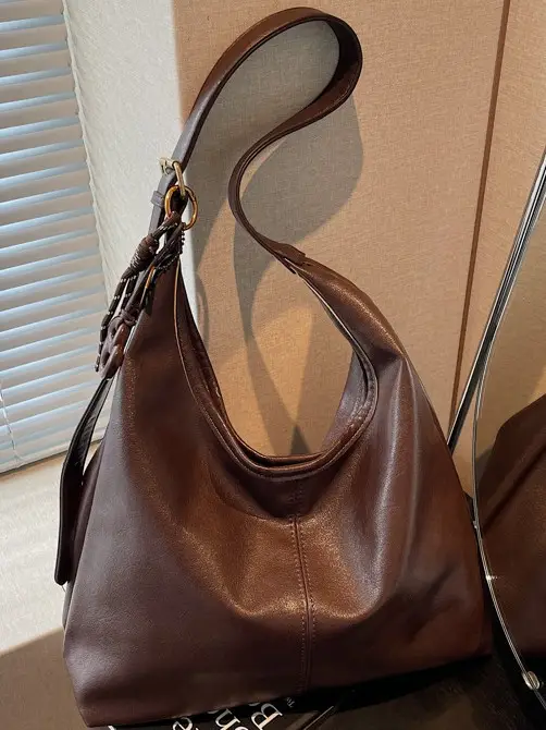 Brown Leather Shoulder Bag for Women 2026 Autumn Winter - Image 5