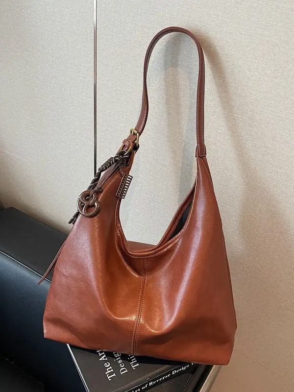Brown Leather Shoulder Bag for Women 2026 Autumn Winter - Image 6