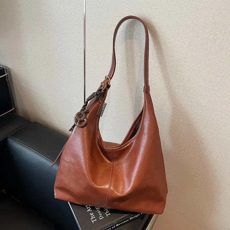 Brown Leather Shoulder Bag for Women 2026 Autumn Winter - Image 3