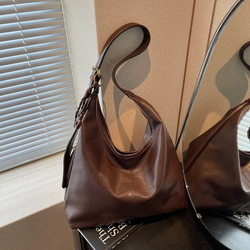 Brown Leather Shoulder Bag for Women 2026 Autumn Winter - Image 4