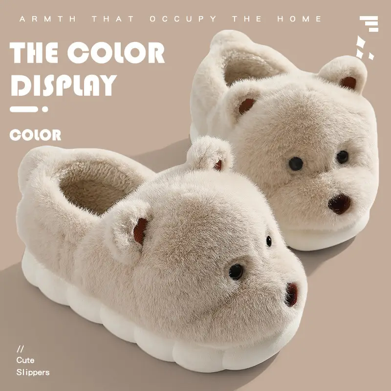 Home Cotton Slippers with Heel for Women, Winter Cute Lamb Fur Slippers for Men, Plush Warm Cotton Shoes for Men, Winter Wholesale - Image 3