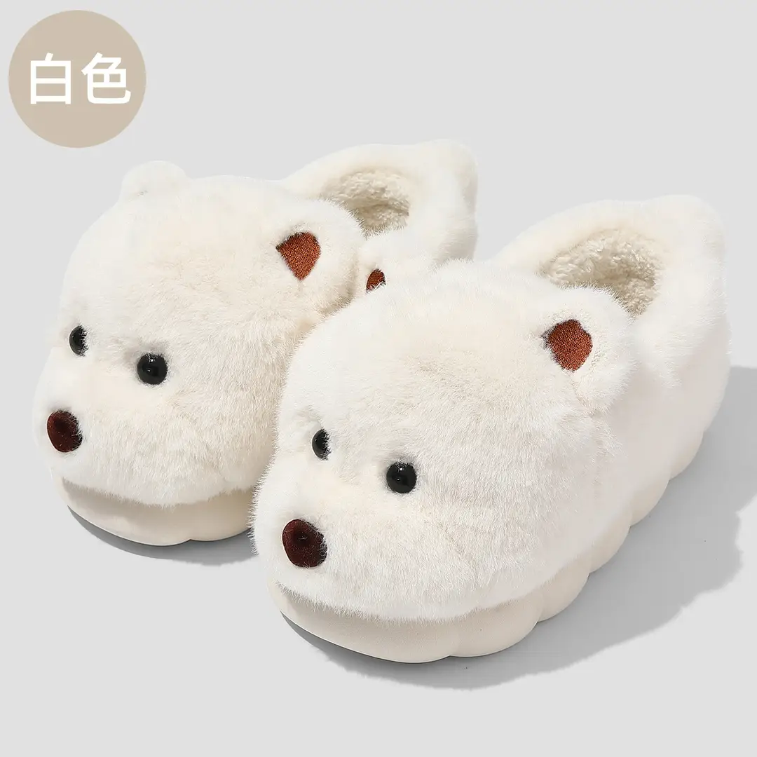 Home Cotton Slippers with Heel for Women, Winter Cute Lamb Fur Slippers for Men, Plush Warm Cotton Shoes for Men, Winter Wholesale - Image 2