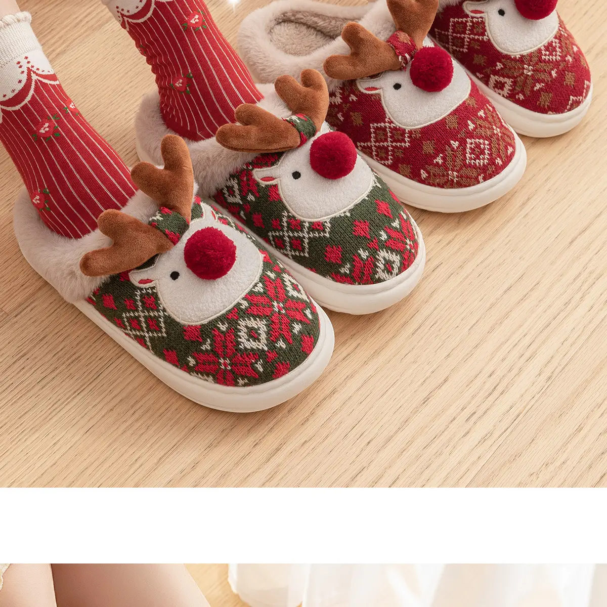 Christmas Wool Slipper for Women Men Warm Indoor Winter — feature 16