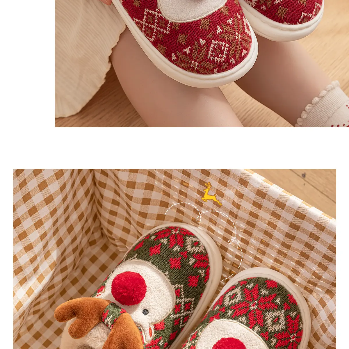 Christmas Wool Slipper for Women Men Warm Indoor Winter — feature 19