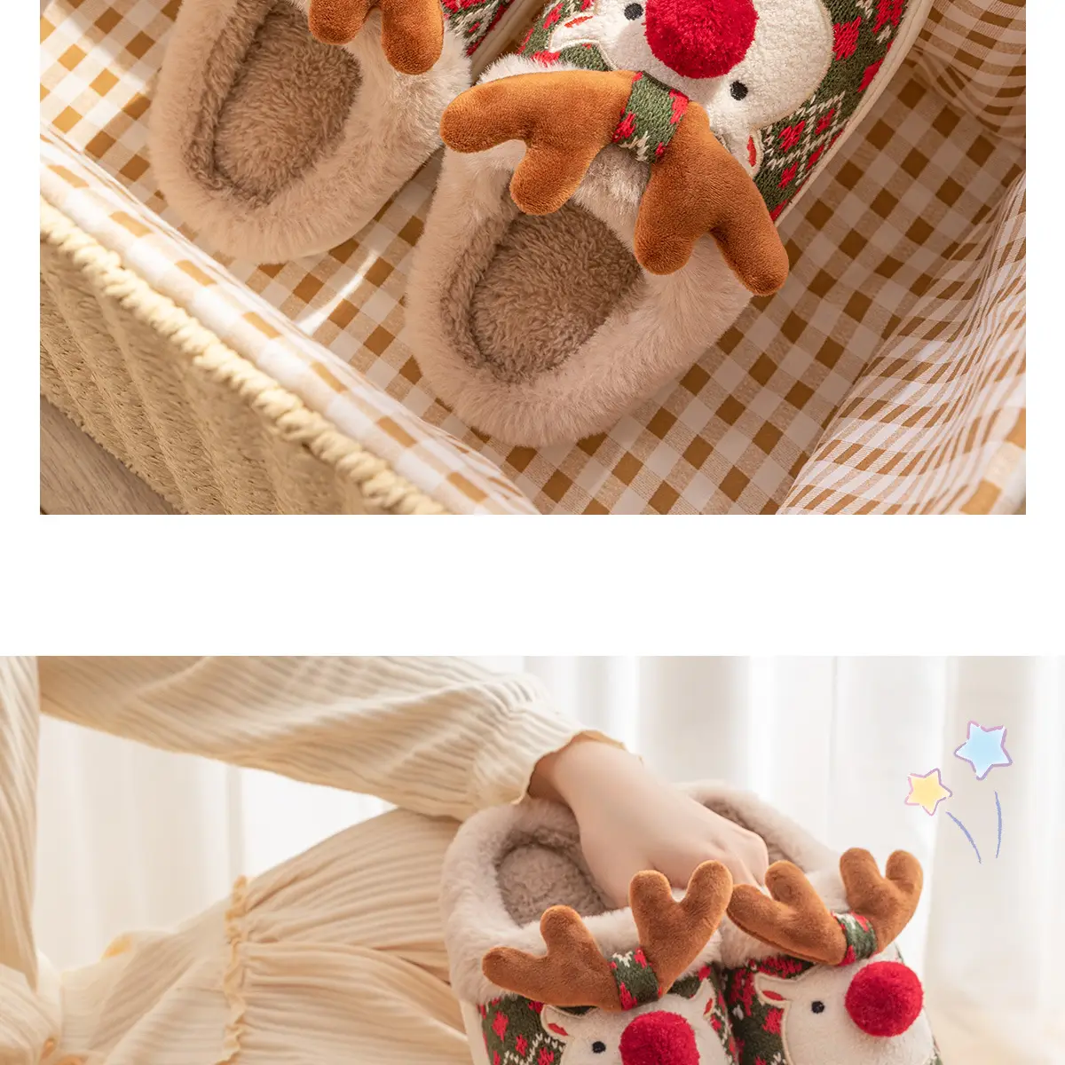 Christmas Wool Slipper for Women Men Warm Indoor Winter — feature 20