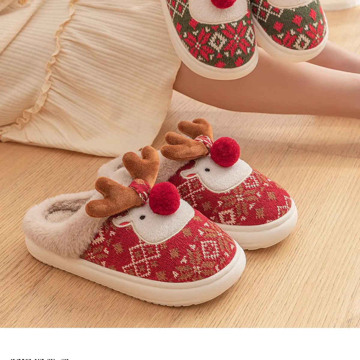 Christmas Wool Slipper for Women Men Warm Indoor Winter — feature 21