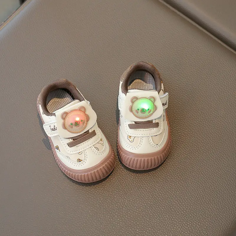 Boys' Light-Up Leather Toddler Shoes Autum New 0-1-2 Year Old Female Baby Soft Sole Shoes Baby Shoes for Kidsren