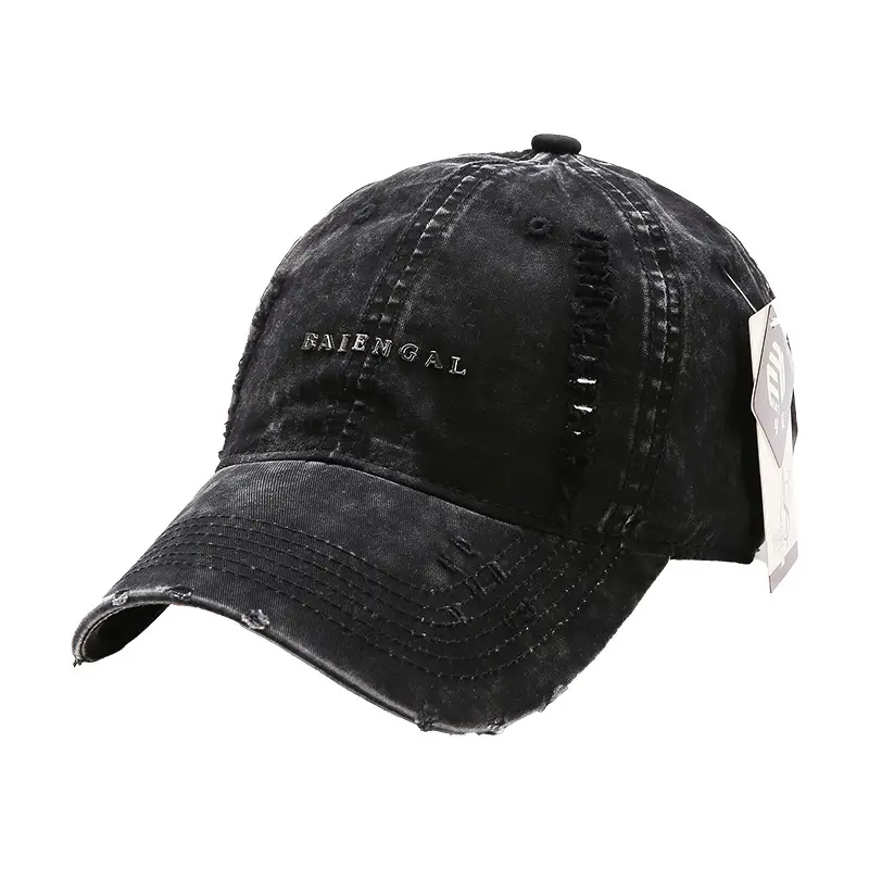 Maroon Distressed Baseball Cap for Women Retro Casual