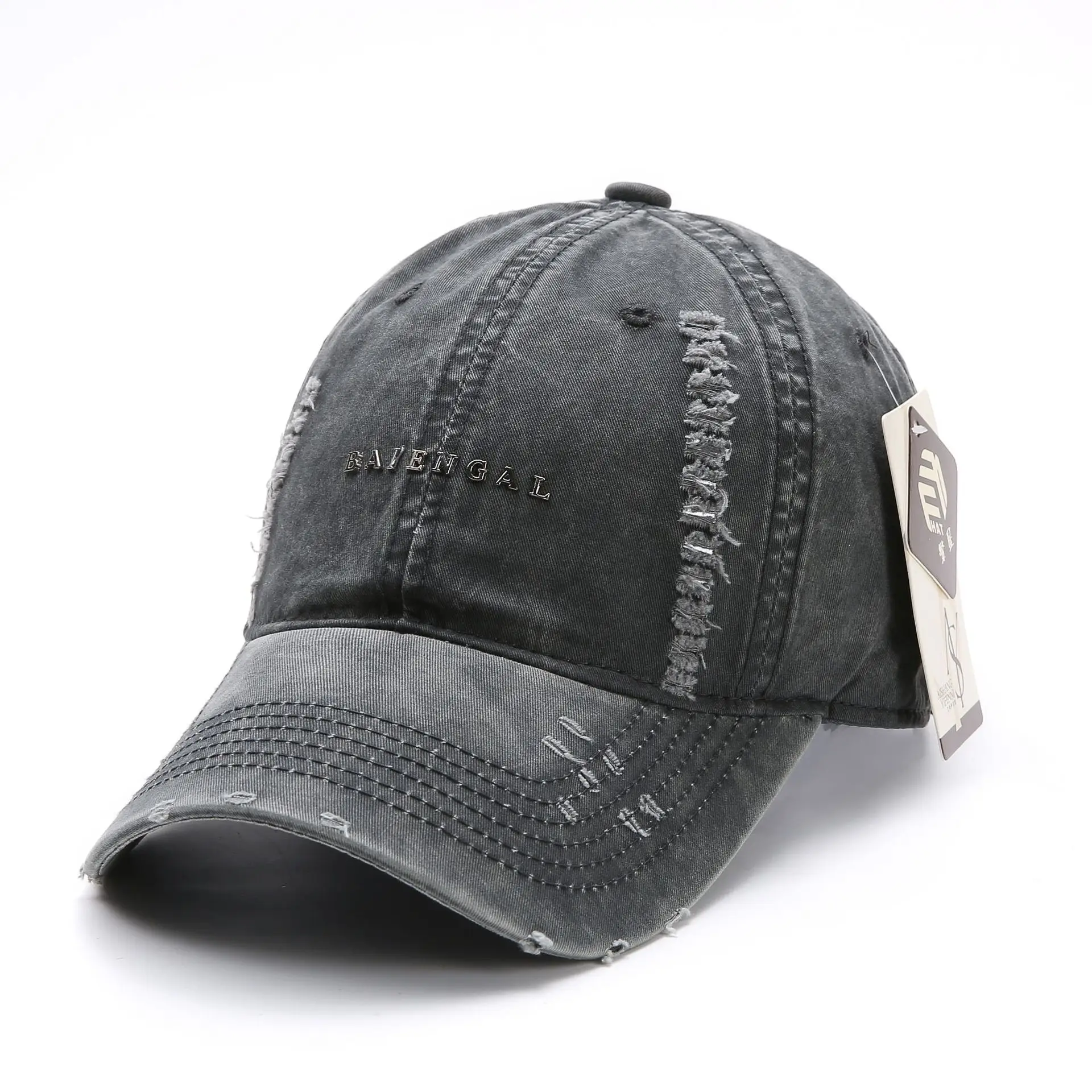 Maroon Distressed Baseball Cap for Women Retro Casual