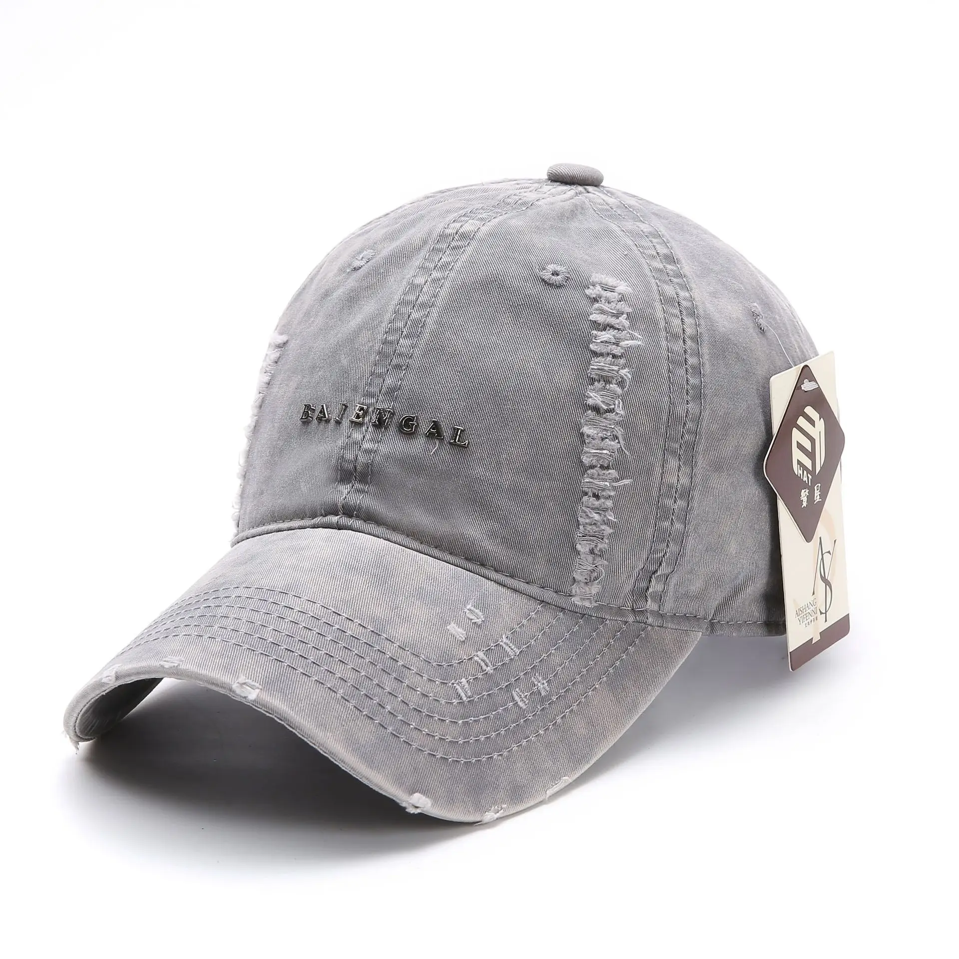 Maroon Distressed Baseball Cap for Women Retro Casual