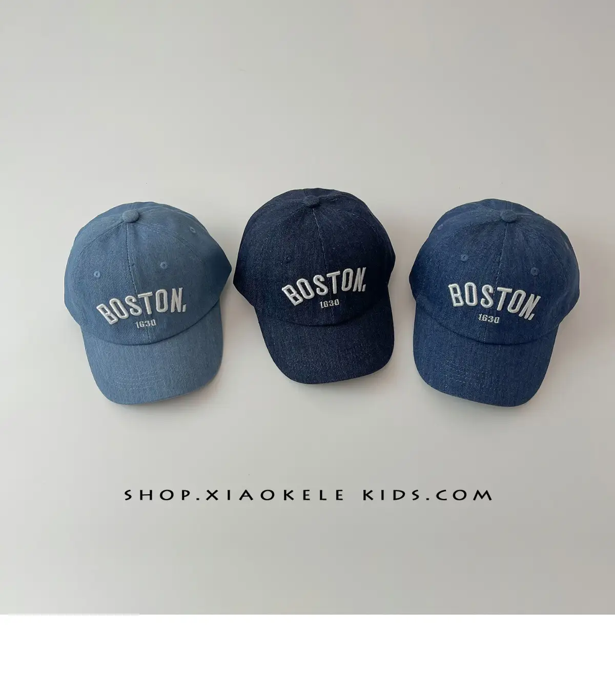 Boston Embroidered Denim Baseball Caps for Kids — feature 1
