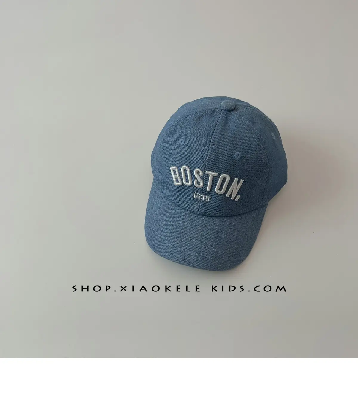 Boston Embroidered Denim Baseball Caps for Kids — feature 11