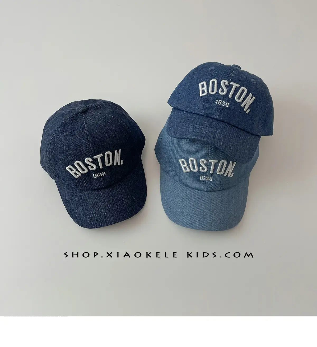 Boston Embroidered Denim Baseball Caps for Kids — feature 2