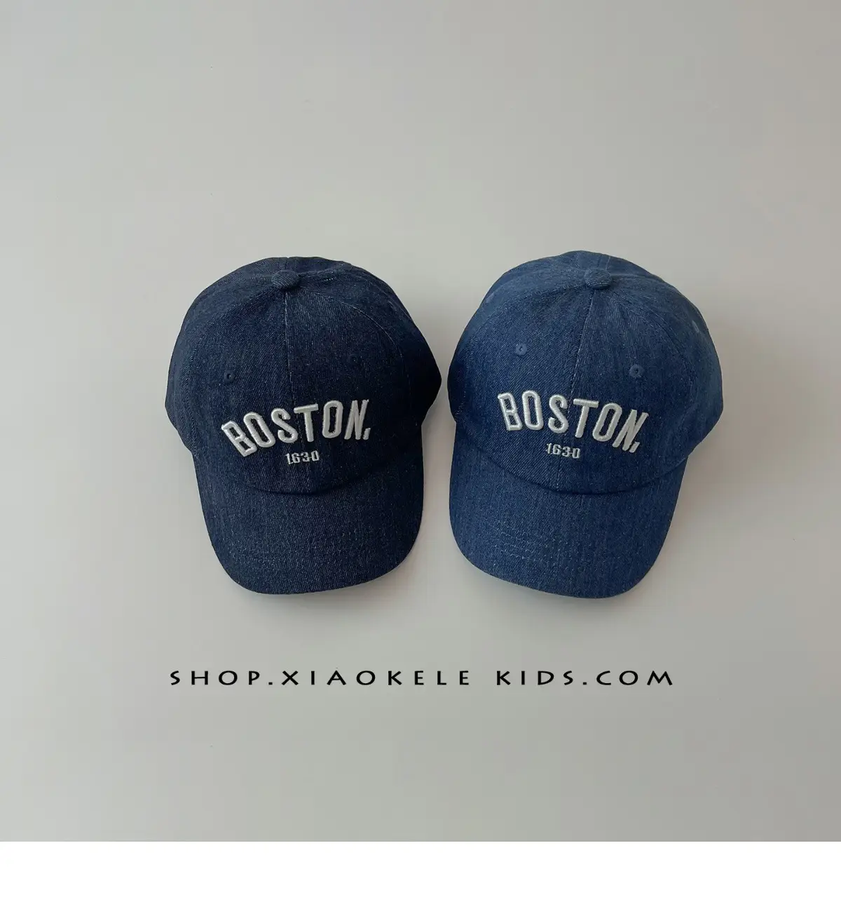 Boston Embroidered Denim Baseball Caps for Kids — feature 3
