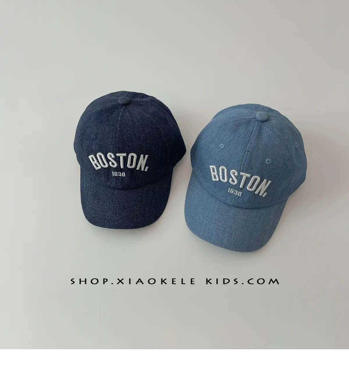 Boston Embroidered Denim Baseball Caps for Kids — feature 4