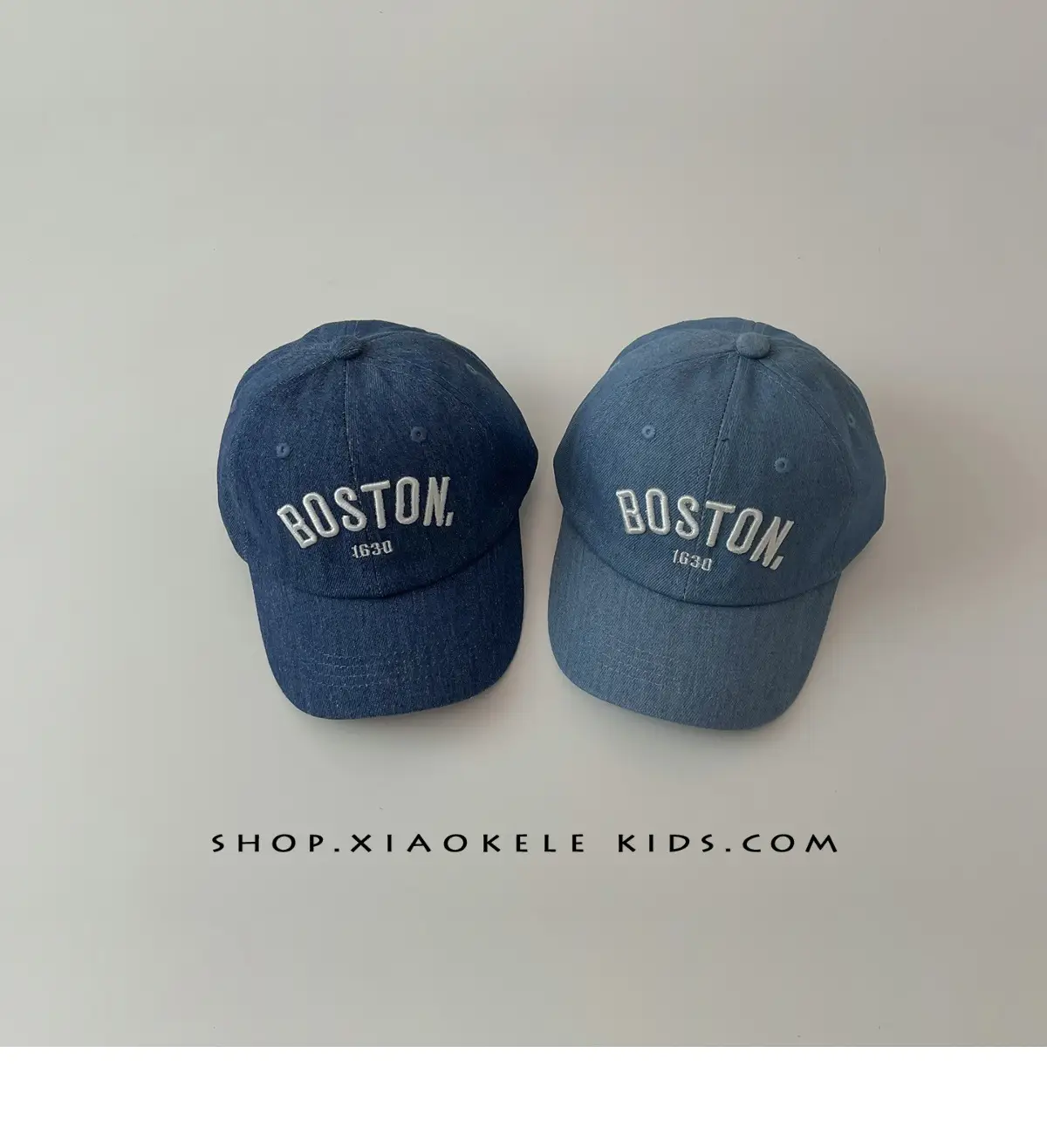 Boston Embroidered Denim Baseball Caps for Kids — feature 5