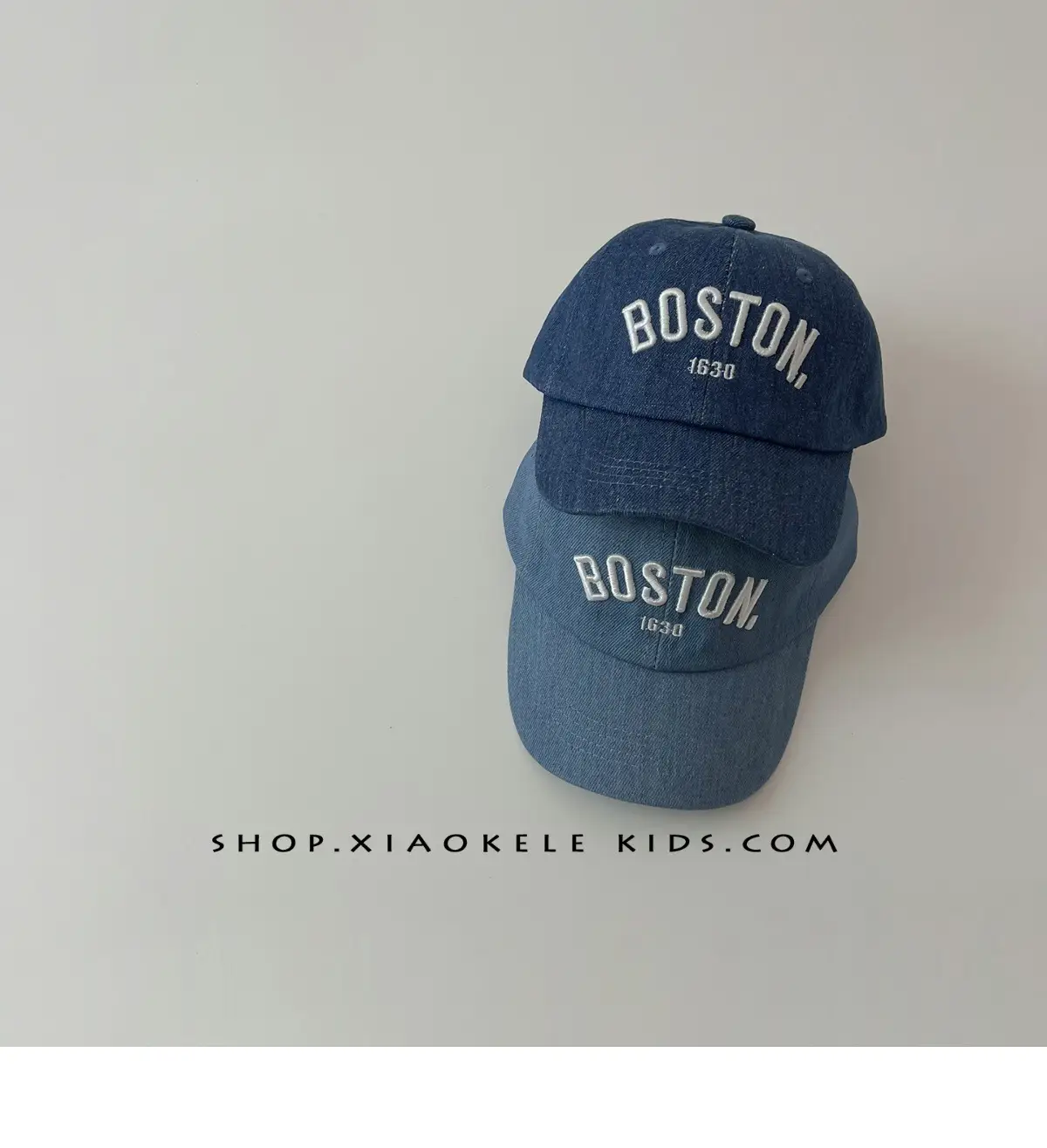 Boston Embroidered Denim Baseball Caps for Kids — feature 6