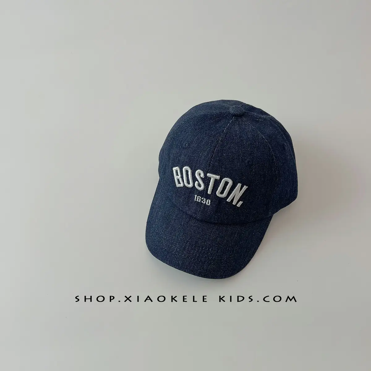 Boston Embroidered Denim Baseball Caps for Kids - Image 3