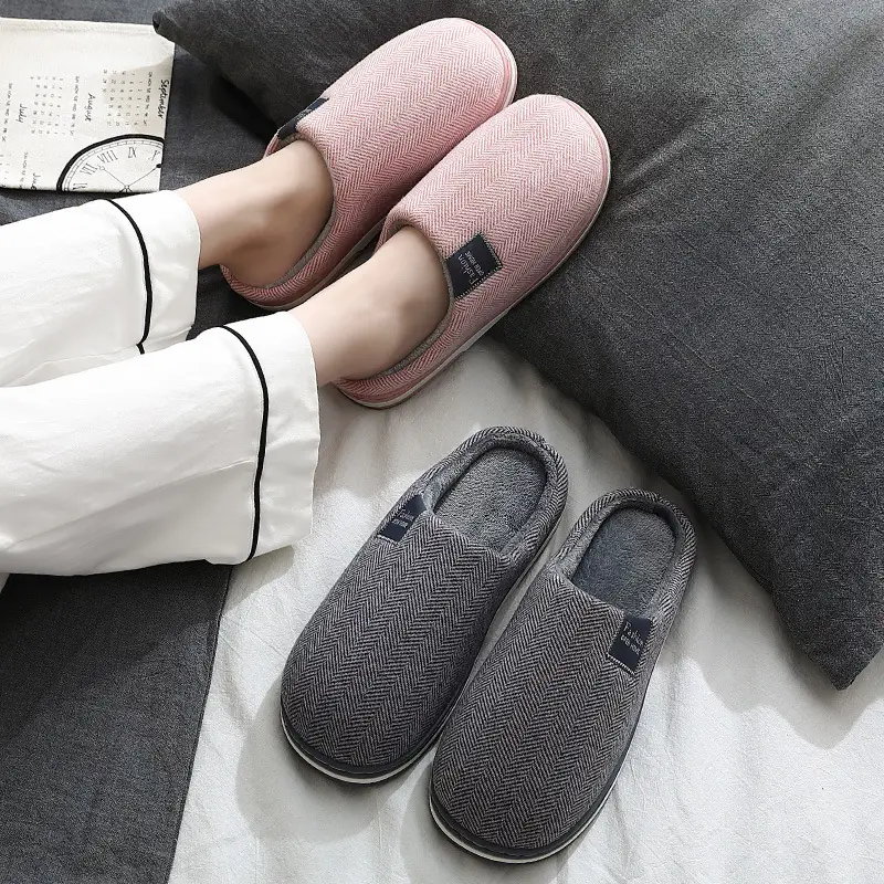 Home Cotton Slippers for Men Winter Indoor Home Warm Plush Slippers for Men Winter Bedroom Cotton Slippers for Women Wholesale - Image 7