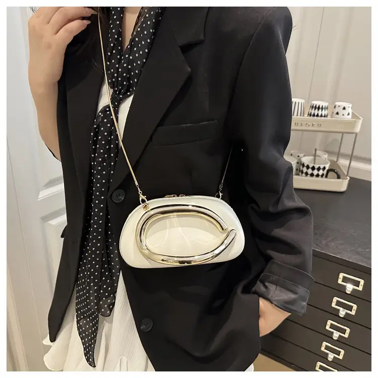 2025 Red Crossbody Bag Women's New Trendy Metal Hardware Personalized Dinner Chain Shoulder Clutch Women's Bag — feature 17