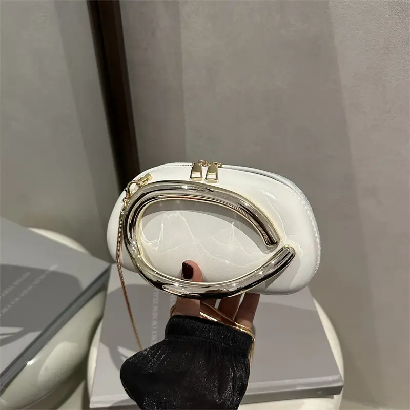 2025 Red Crossbody Bag Women's New Trendy Metal Hardware Personalized Dinner Chain Shoulder Clutch Women's Bag - Image 2