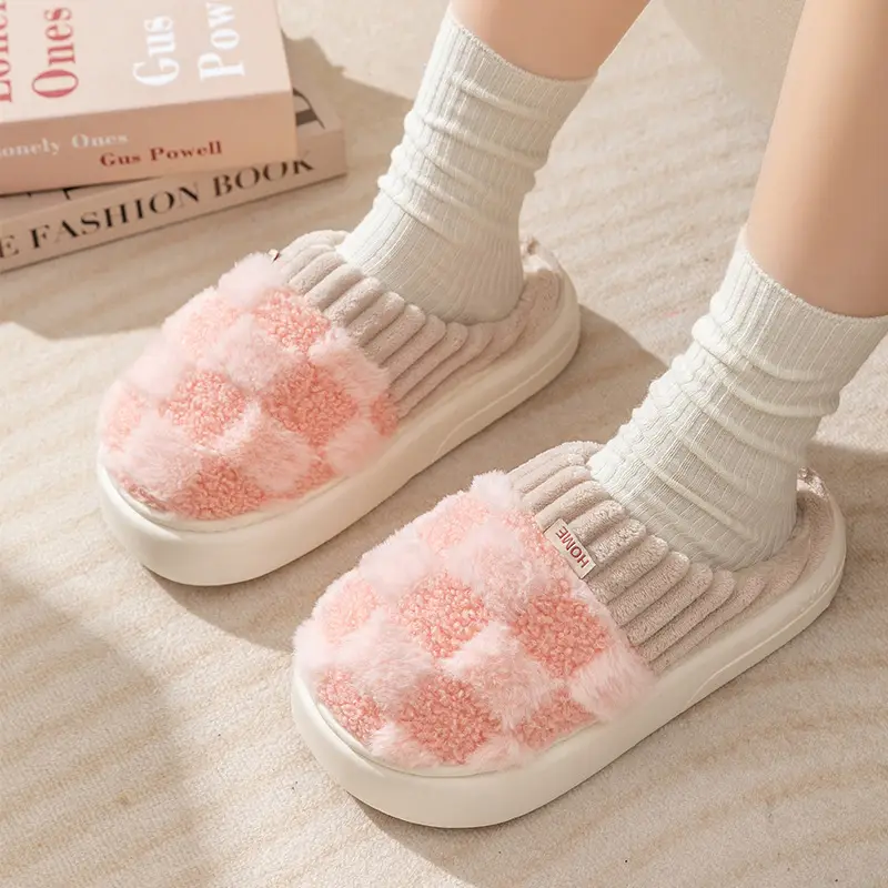 Thick-Soled Cotton Slippers for Women, Autumn and Winter 2026 New Style, Indoor Non-Slip, Trendy, Cute, Warm, Fashionable, Plush Shoes