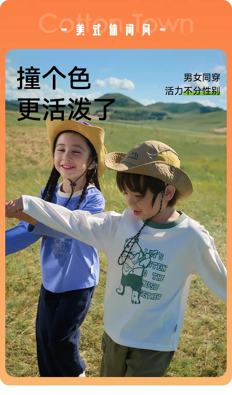 100% Cotton Kids Long Sleeve T-Shirt Blue White — feature 8