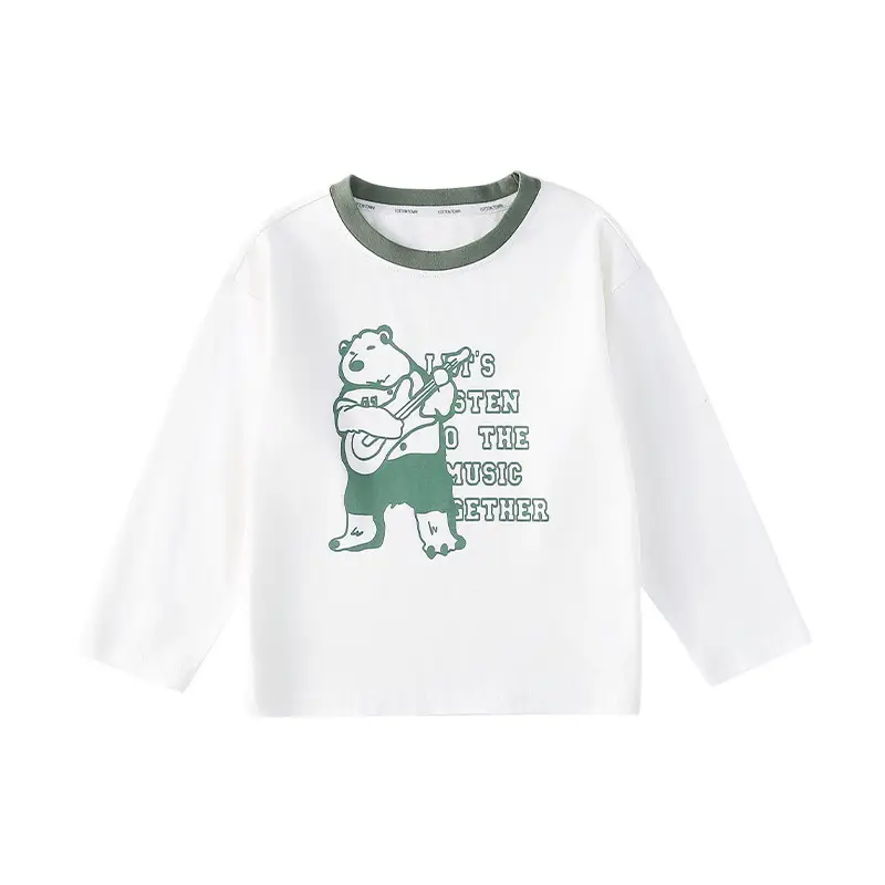 100% Cotton Kids Long Sleeve T-Shirt Blue White